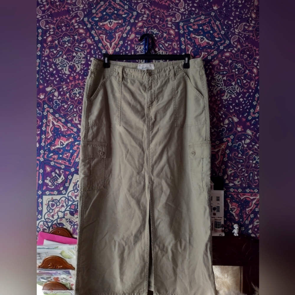 Khaki midi Skirt
